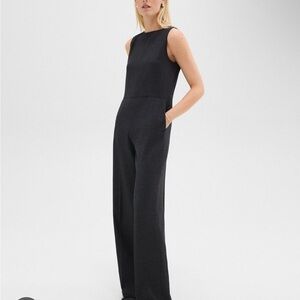 Theory Relax Sleeveless Jumpsuit Charcoal Melange